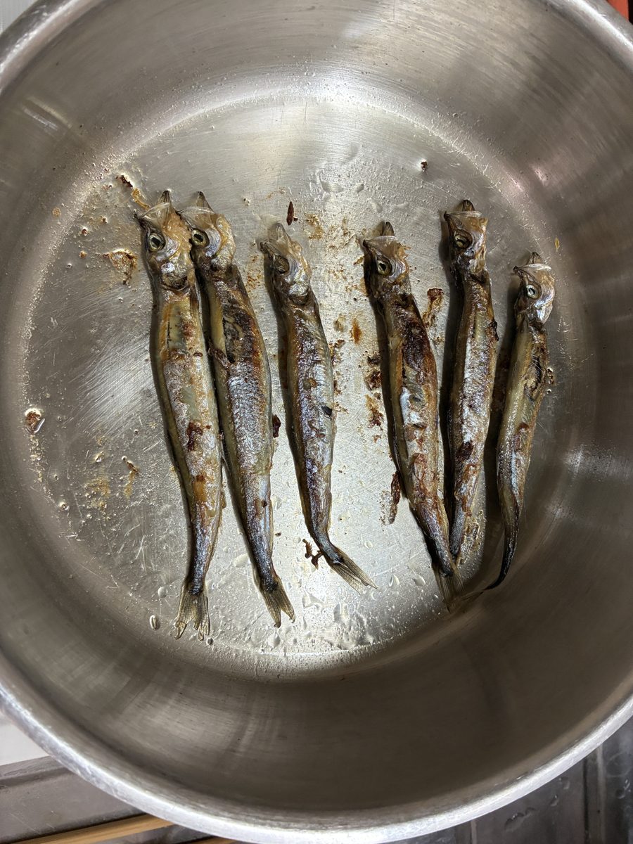 弱火で焼き上がったししゃも